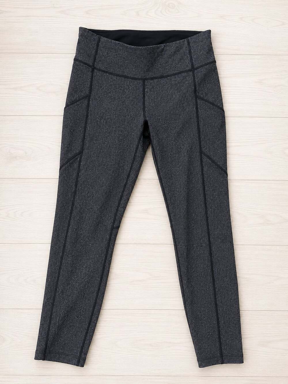 Lululemon Speed Herringbone Grey Cropped Leggings with Pockets Sz 6